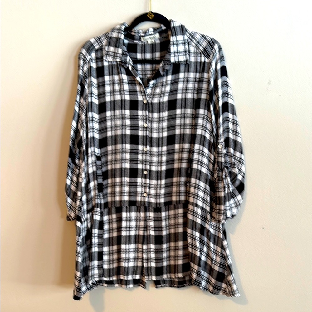 Simply Noelle Black and White Plaid Shirt
